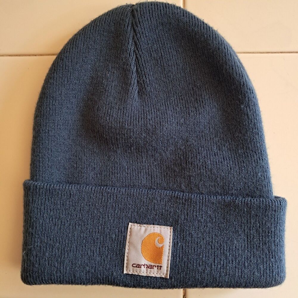 Carhartt Kids youth Blue Beanie Knit Winter Hat Model AH9012
